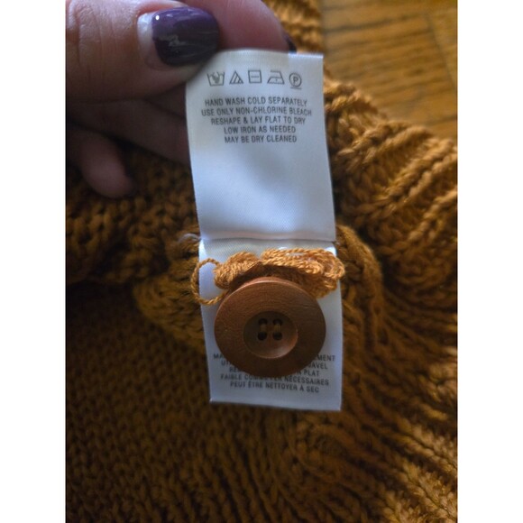 Anthropologie Cable Knit Button Up Sweater Vest Oversized Golden Brown Size XS - Picture 4 of 7